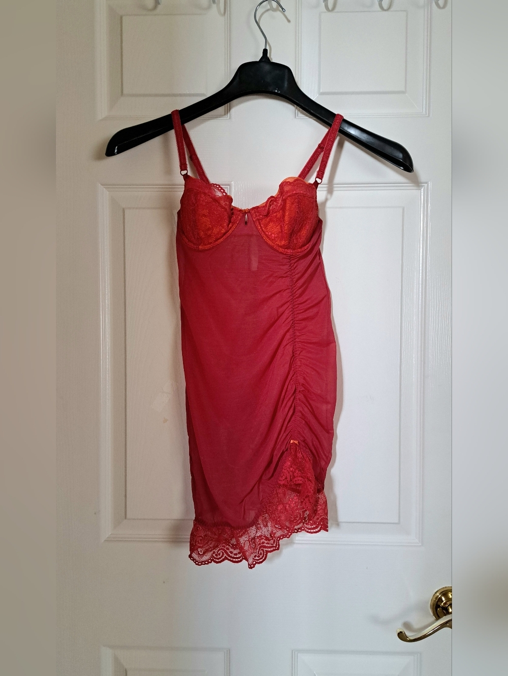 Vintage Victoria's Secret Red Lace & Mesh Slip